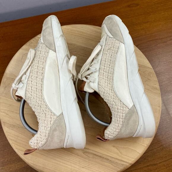 Sezane Sama Sneaker Womens Multicolor Woven Ecru Sam Crochet Suede Leather Sz 9 - Picture 6 of 15